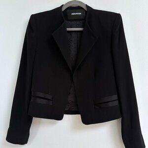 Zadig & Voltaire Vola Deluxe Cropped Black Blazer Jacket Chic Professional Sz 36
